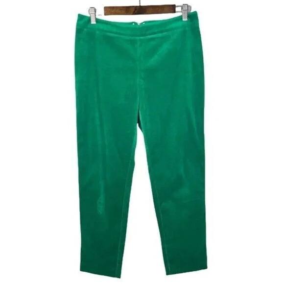 Vineyard Vines Emerald Green Cropped Velour Velvet Pants 4 - Picture 1 of 6